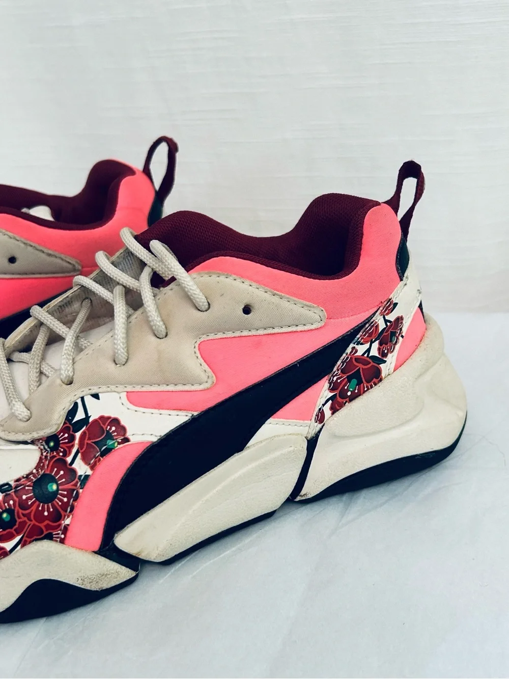 Puma‎ Women’s Cherry Bomb Cream and Pink Floral-Accent Sneakers